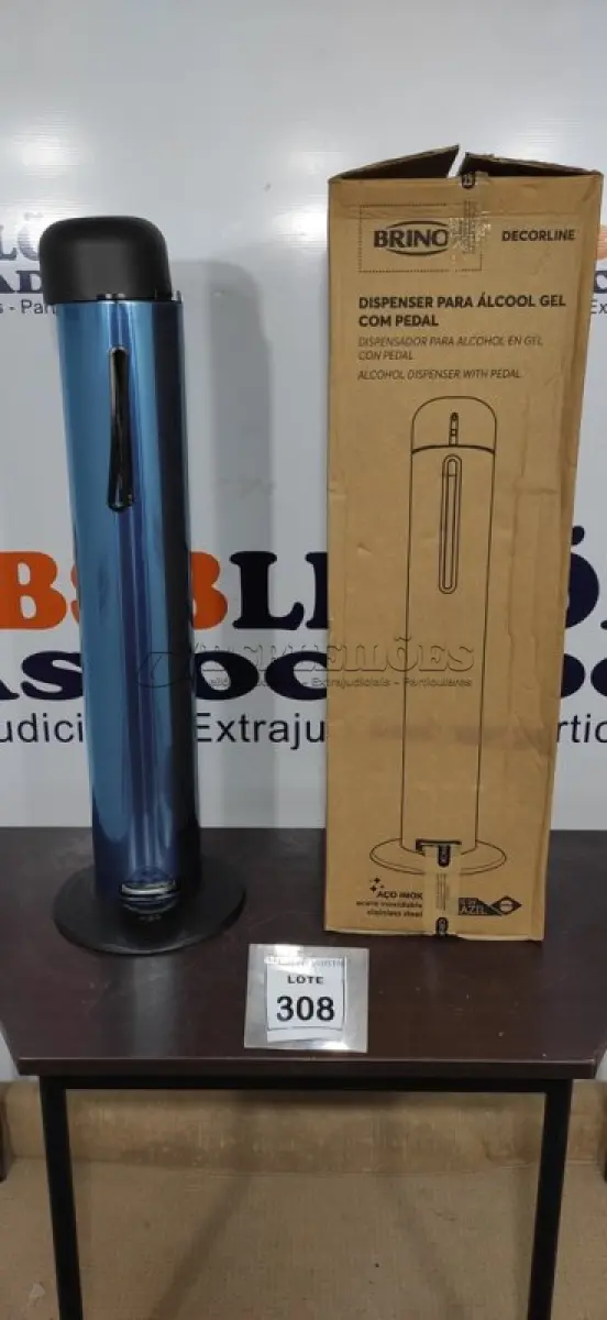 LOTE 308 - 01 DISPENSER PARA ÁLCOOL EM GEL COM PEDAL EM INOX MARCA BRINOX (NOVO). (NO ESTADO) ATENÇÃO! FAZER A VISITAÇÃO ANTES DE ARREMATAR, NÃO SABEMOS SE FUNCIONA. LEILÃO NÃO TEM GARANTIA E NEM DEVOLUÇÃO, SUJEITO A POSSÍVEIS AVARIAS VISÍVEIS/OCULTAS E/OU AUSÊNCIA DE COMPONENTES.