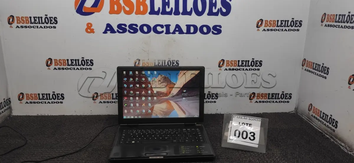 LOTE 003 - 01 NOTEBOOK MARCA CCE. (NO ESTADO) ATENÇÃO! FAZER A VISITAÇÃO ANTES DE ARREMATAR, NÃO SABEMOS SE FUNCIONA. LEILÃO NÃO TEM GARANTIA E NEM DEVOLUÇÃO, SUJEITO A POSSÍVEIS AVARIAS VISÍVEIS/OCULTAS E/OU AUSÊNCIA DE COMPONENTES.