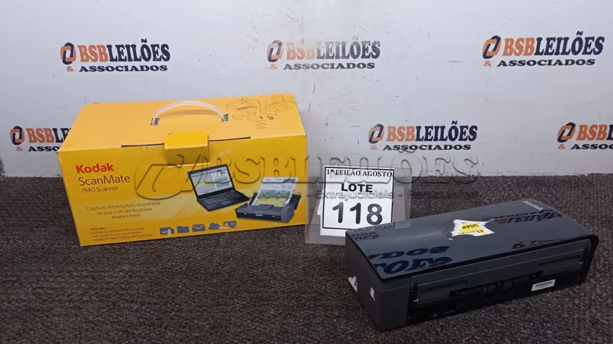 LOTE 118 - 01 SCANER I940 MARCA KODAK. (NO ESTADO) ATENÇÃO! FAZER A VISITAÇÃO ANTES DE ARREMATAR, NÃO SABEMOS SE FUNCIONA. LEILÃO NÃO TEM GARANTIA E NEM DEVOLUÇÃO, SUJEITO A POSSÍVEIS AVARIAS VISÍVEIS/OCULTAS E/OU AUSÊNCIA DE COMPONENTES.