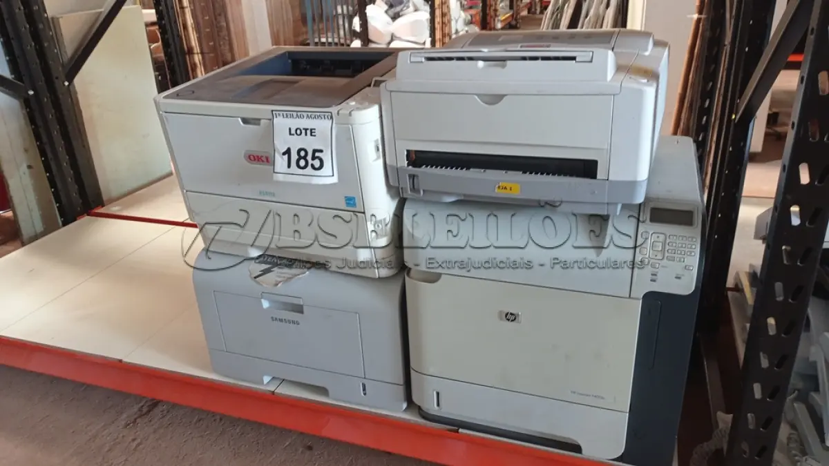 LOTE 185 - 04 IMPRESSORAS DE MARCAS E MODELOS DIVERSOS. (NO ESTADO) ATENÇÃO! FAZER A VISITAÇÃO ANTES DE ARREMATAR, NÃO SABEMOS SE FUNCIONA. LEILÃO NÃO TEM GARANTIA E NEM DEVOLUÇÃO, SUJEITO A POSSÍVEIS AVARIAS VISÍVEIS/OCULTAS E/OU AUSÊNCIA DE COMPONENTES.