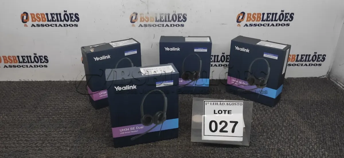 LOTE 027 - 04 HEADSET COM MICROFONE MARCA YEALINK. (NO ESTADO) ATENÇÃO! FAZER A VISITAÇÃO ANTES DE ARREMATAR, NÃO SABEMOS SE FUNCIONA. LEILÃO NÃO TEM GARANTIA E NEM DEVOLUÇÃO, SUJEITO A POSSÍVEIS AVARIAS VISÍVEIS/OCULTAS E/OU AUSÊNCIA DE COMPONENTES.