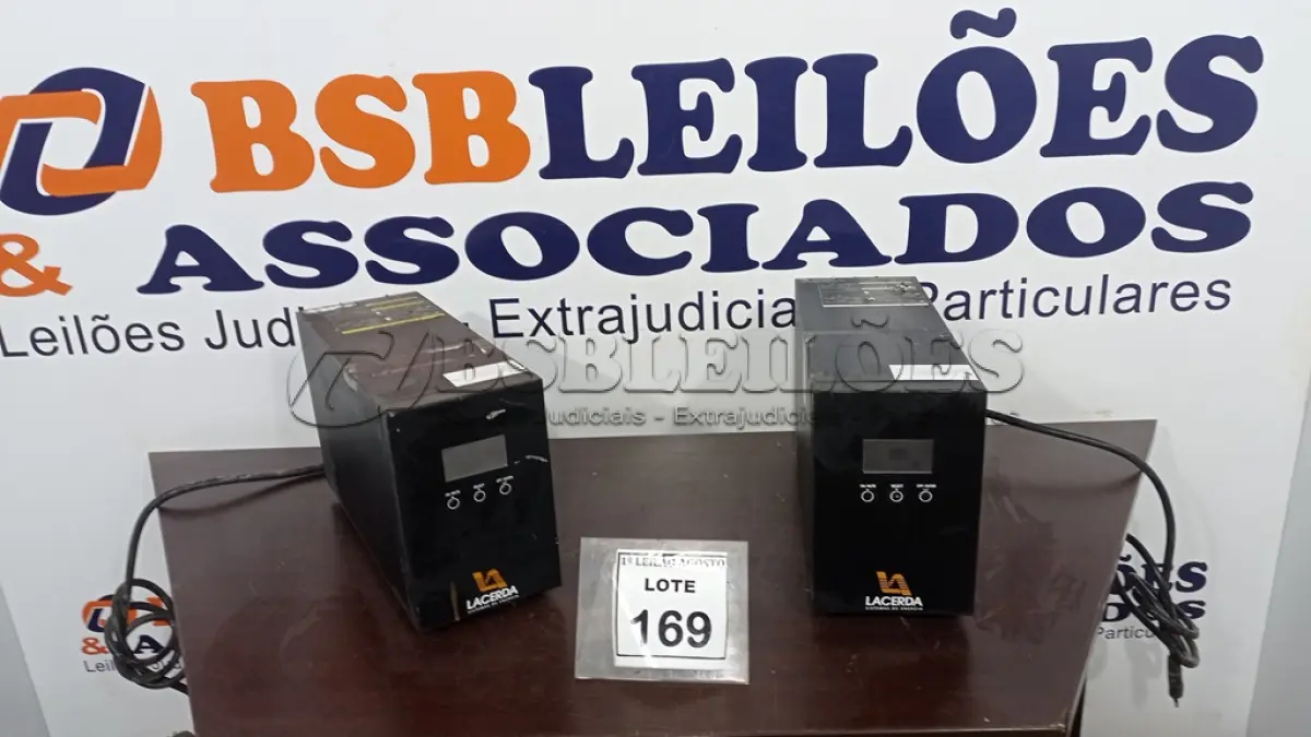 LOTE 169 - 02 NOBREAKS MARCA LACERDA. (NO ESTADO) ATENÇÃO! FAZER A VISITAÇÃO ANTES DE ARREMATAR, NÃO SABEMOS SE FUNCIONA. LEILÃO NÃO TEM GARANTIA E NEM DEVOLUÇÃO, SUJEITO A POSSÍVEIS AVARIAS VISÍVEIS/OCULTAS E/OU AUSÊNCIA DE COMPONENTES.