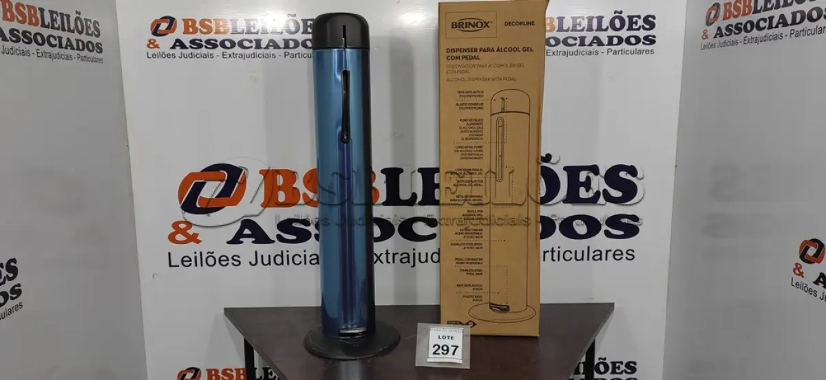 LOTE 297 - 01 DISPENSER PARA ÁLCOOL EM GEL COM PEDAL EM INOX MARCA BRINOX (NOVO). (NO ESTADO) ATENÇÃO! FAZER A VISITAÇÃO ANTES DE ARREMATAR, NÃO SABEMOS SE FUNCIONA. LEILÃO NÃO TEM GARANTIA E NEM DEVOLUÇÃO, SUJEITO A POSSÍVEIS AVARIAS VISÍVEIS/OCULTAS E/OU AUSÊNCIA DE COMPONENTES.