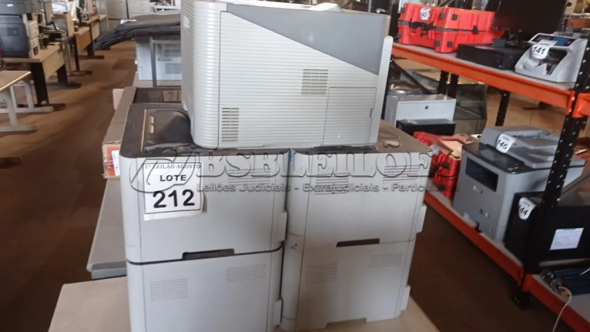 LOTE 212 - 05 IMPRESSORAS MARCA SAMSUNG. (NO ESTADO) ATENÇÃO! FAZER A VISITAÇÃO ANTES DE ARREMATAR, NÃO SABEMOS SE FUNCIONA, LEILÃO NÃO TEM GARANTIA E NEM DEVOLUÇÃO, SUJEITO A POSSÍVEIS AVARIAS VISÍVEIS/OCULTAS E/OU AUSÊNCIA DE COMPONENTES.