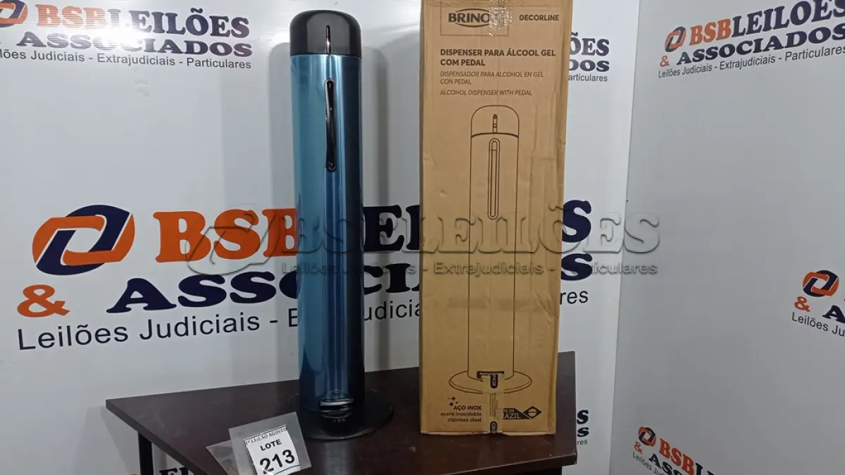 LOTE 213 - 01 DISPENSER PARA ÁLCOOL EM GEL COM PEDAL EM INOX MARCA BRINOX (NOVO). (NO ESTADO) ATENÇÃO! FAZER A VISITAÇÃO ANTES DE ARREMATAR, NÃO SABEMOS SE FUNCIONA. LEILÃO NÃO TEM GARANTIA E NEM DEVOLUÇÃO, SUJEITO A POSSÍVEIS AVARIAS VISÍVEIS/OCULTAS E/OU AUSÊNCIA DE COMPONENTES.