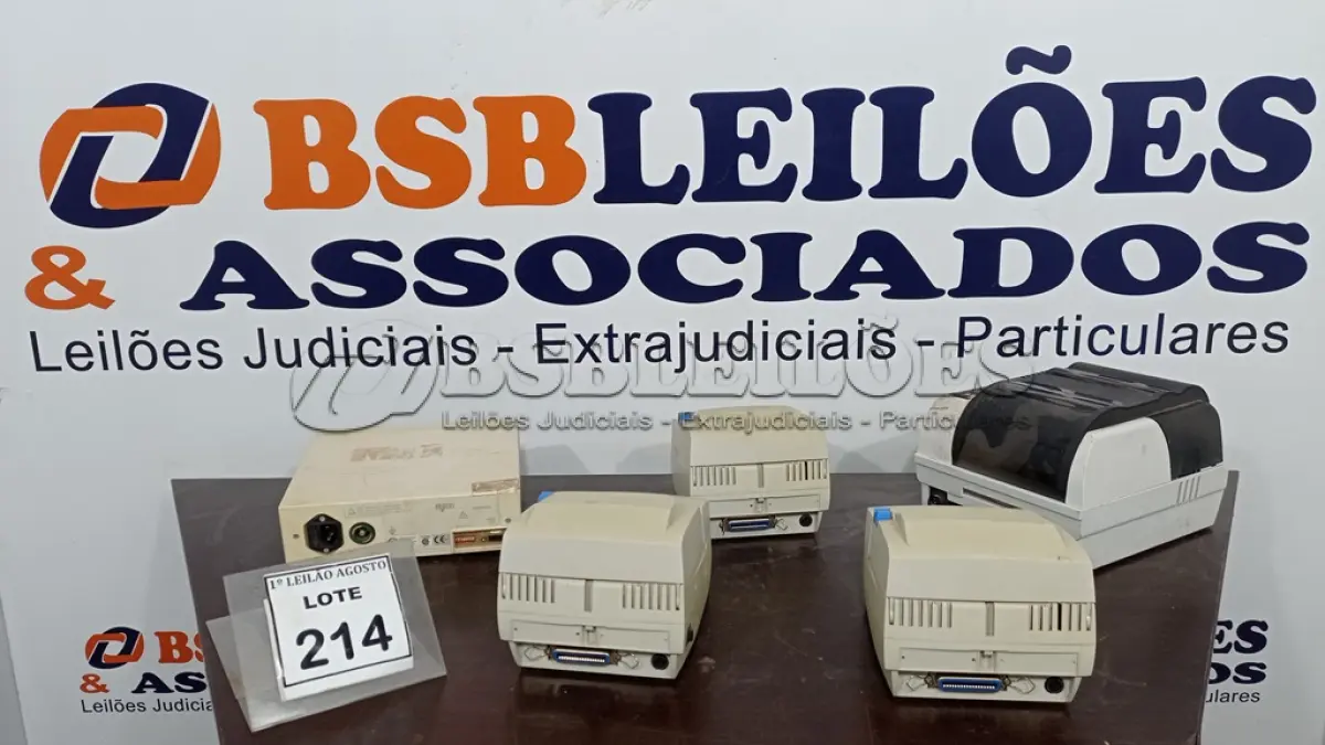 LOTE 214 - 03 IMPRESSORAS DE ETIQUETA MARCA DIEBOLD, 01 IMPRESSORA ZEBRA E 01 OXIMETRO DE PULSO. (NO ESTADO) ATENÇÃO! FAZER A VISITAÇÃO ANTES DE ARREMATAR, NÃO SABEMOS SE FUNCIONA, LEILÃO NÃO TEM GARANTIA E NEM DEVOLUÇÃO, SUJEITO A POSSÍVEIS AVARIAS VISÍVEIS/OCULTAS E/OU AUSÊNCIA DE COMPONENTES.