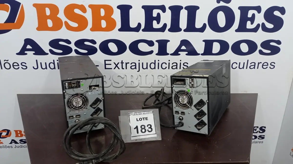 LOTE 183 - 02 NOBREAKS. (NO ESTADO) ATENÇÃO! FAZER A VISITAÇÃO ANTES DE ARREMATAR, NÃO SABEMOS SE FUNCIONA. LEILÃO NÃO TEM GARANTIA E NEM DEVOLUÇÃO, SUJEITO A POSSÍVEIS AVARIAS VISÍVEIS/OCULTAS E/OU AUSÊNCIA DE COMPONENTES.