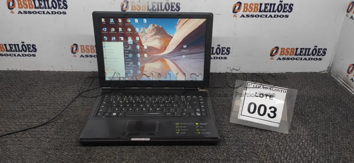 LOTE 003 - 01 NOTEBOOK MARCA CCE. (NO ESTADO) ATENÇÃO! FAZER A VISITAÇÃO ANTES DE ARREMATAR, NÃO SABEMOS SE FUNCIONA. LEILÃO NÃO TEM GARANTIA E NEM DEVOLUÇÃO, SUJEITO A POSSÍVEIS AVARIAS VISÍVEIS/OCULTAS E/OU AUSÊNCIA DE COMPONENTES.