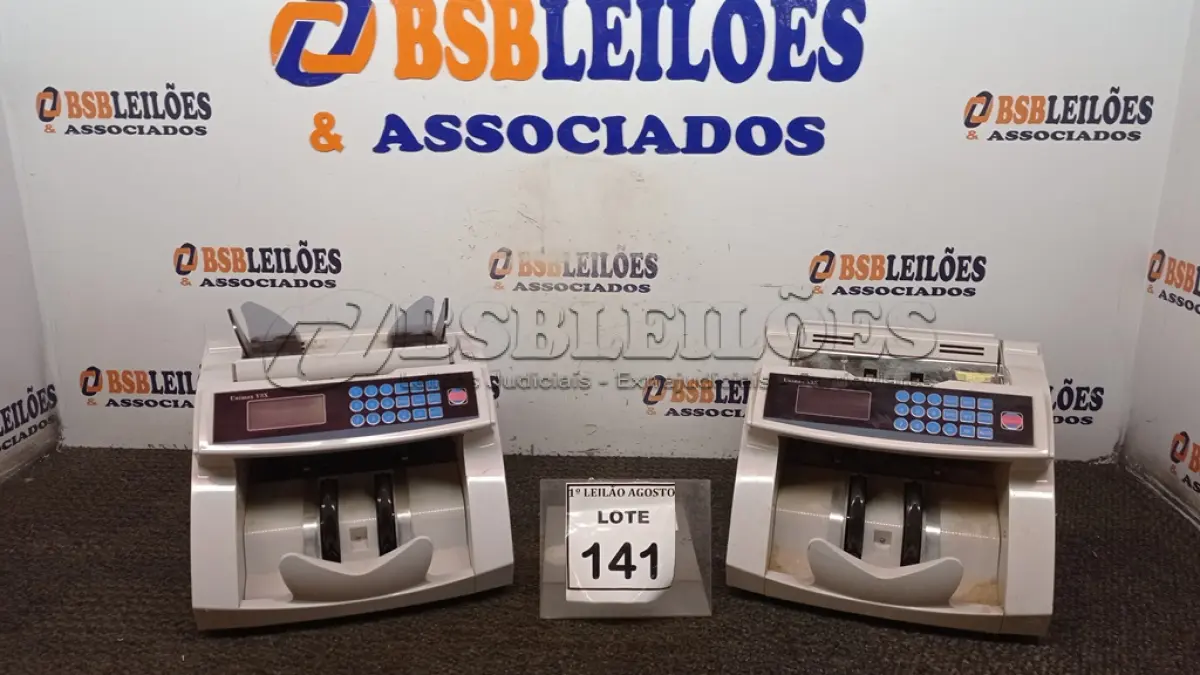 LOTE 141 - 02 MAQUINAS DE CONTAR CÉDULAS. (NO ESTADO) ATENÇÃO! FAZER A VISITAÇÃO ANTES DE ARREMATAR, NÃO SABEMOS SE FUNCIONA. LEILÃO NÃO TEM GARANTIA E NEM DEVOLUÇÃO, SUJEITO A POSSÍVEIS AVARIAS VISÍVEIS/OCULTAS E/OU AUSÊNCIA DE COMPONENTES.