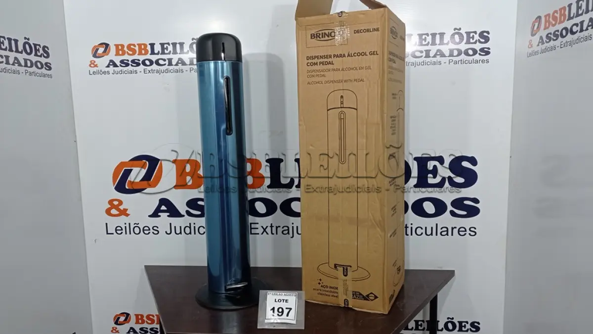 LOTE 197 - 01 DISPENSER PARA ÁLCOOL EM GEL COM PEDAL EM INOX MARCA BRINOX (NOVO). (NO ESTADO) ATENÇÃO! FAZER A VISITAÇÃO ANTES DE ARREMATAR, NÃO SABEMOS SE FUNCIONA. LEILÃO NÃO TEM GARANTIA E NEM DEVOLUÇÃO, SUJEITO A POSSÍVEIS AVARIAS VISÍVEIS/OCULTAS E/OU AUSÊNCIA DE COMPONENTES.