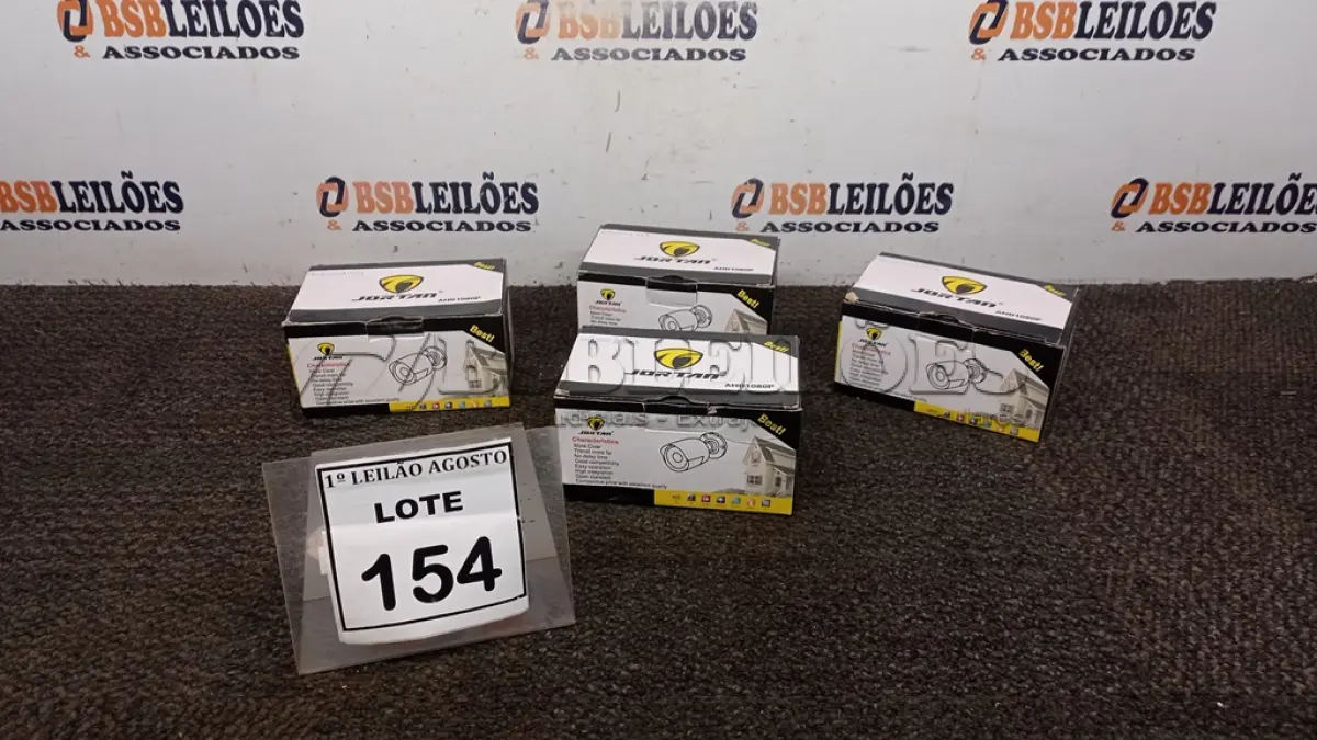 LOTE 154 - 04 CÂMERAS DE MONITORAMENTO AHD 1080P MARCA JORTAN. (NO ESTADO) ATENÇÃO! FAZER A VISITAÇÃO ANTES DE ARREMATAR, NÃO SABEMOS SE FUNCIONA, LEILÃO NÃO TEM GARANTIA E NEM DEVOLUÇÃO, SUJEITO A POSSÍVEIS AVARIAS VISÍVEIS/OCULTAS E/OU AUSÊNCIA DE COMPONENTES.