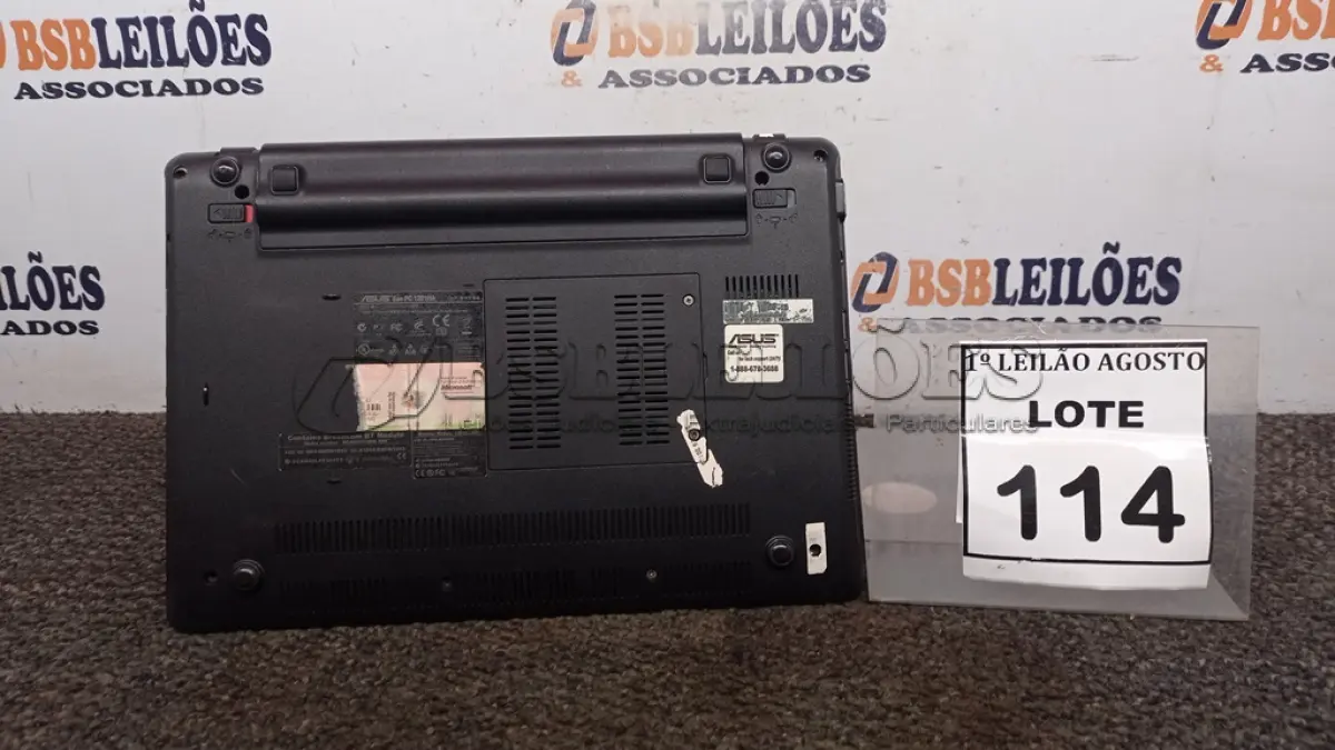 LOTE 114 - 01 NOTEBOOK MARCA ASUS. (NO ESTADO) ATENÇÃO! FAZER A VISITAÇÃO ANTES DE ARREMATAR, NÃO SABEMOS SE FUNCIONA. LEILÃO NÃO TEM GARANTIA E NEM DEVOLUÇÃO, SUJEITO A POSSÍVEIS AVARIAS VISÍVEIS/OCULTAS E/OU AUSÊNCIA DE COMPONENTES.