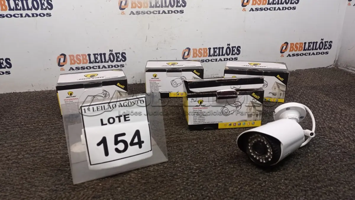 LOTE 154 - 04 CÂMERAS DE MONITORAMENTO AHD 1080P MARCA JORTAN. (NO ESTADO) ATENÇÃO! FAZER A VISITAÇÃO ANTES DE ARREMATAR, NÃO SABEMOS SE FUNCIONA, LEILÃO NÃO TEM GARANTIA E NEM DEVOLUÇÃO, SUJEITO A POSSÍVEIS AVARIAS VISÍVEIS/OCULTAS E/OU AUSÊNCIA DE COMPONENTES.