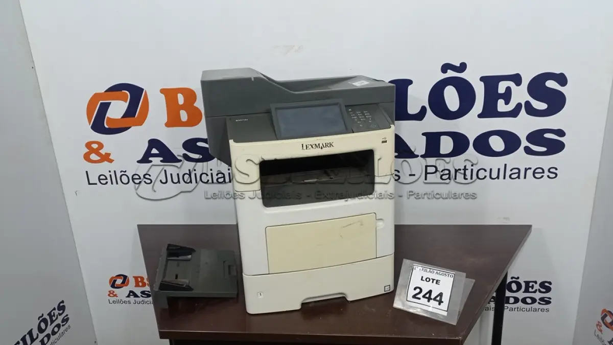 LOTE 244 - 01 IMPRESSORA MULTIFUNCIONAL MODELO MX611DE MARCA LEXMARK. (NO ESTADO) ATENÇÃO! FAZER A VISITAÇÃO ANTES DE ARREMATAR, NÃO SABEMOS SE FUNCIONA, LEILÃO NÃO TEM GARANTIA E NEM DEVOLUÇÃO, SUJEITO A POSSÍVEIS AVARIAS VISÍVEIS/OCULTAS E/OU AUSÊNCIA DE COMPONENTES.