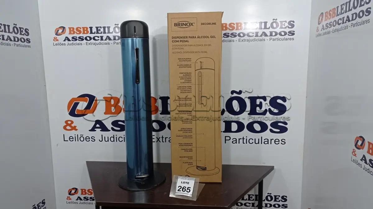 LOTE 265 - 01 DISPENSER PARA ÁLCOOL EM GEL COM PEDAL EM INOX MARCA BRINOX (NOVO). (NO ESTADO) ATENÇÃO! FAZER A VISITAÇÃO ANTES DE ARREMATAR, NÃO SABEMOS SE FUNCIONA. LEILÃO NÃO TEM GARANTIA E NEM DEVOLUÇÃO, SUJEITO A POSSÍVEIS AVARIAS VISÍVEIS/OCULTAS E/OU AUSÊNCIA DE COMPONENTES.