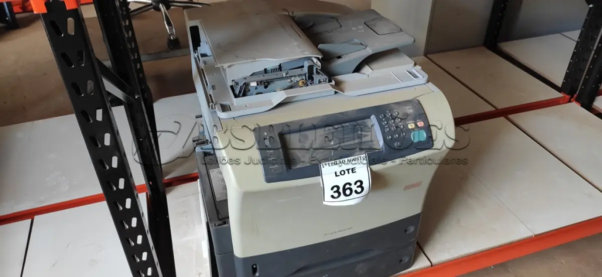 LOTE 363 - 01 IMPRESSORA MULTIFUNCIONAL MODELO LASERJET M4345 MFP MARCA HP. (NO ESTADO) ATENÇÃO! FAZER A VISITAÇÃO ANTES DE ARREMATAR, NÃO SABEMOS SE FUNCIONA, LEILÃO NÃO TEM GARANTIA E NEM DEVOLUÇÃO, SUJEITO A POSSÍVEIS AVARIAS VISÍVEIS/OCULTAS E/OU AUSÊNCIA DE COMPONENTES.