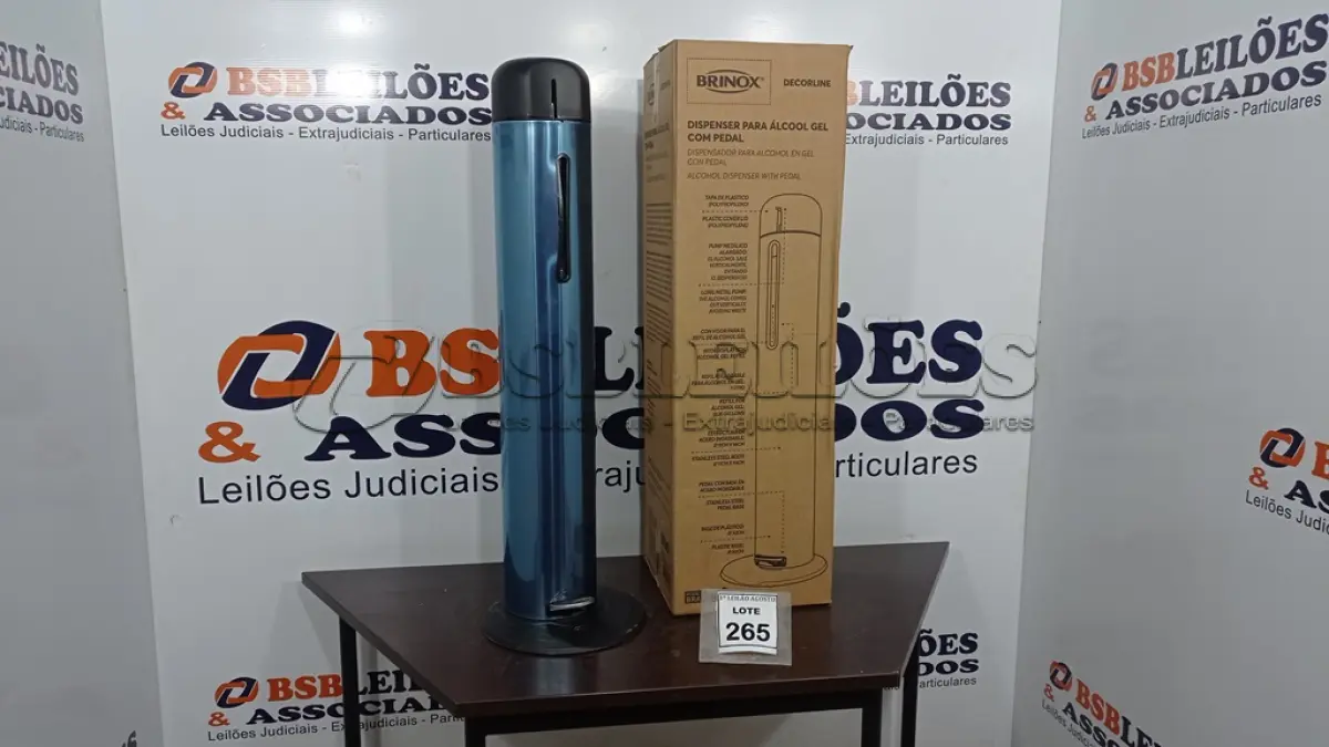 LOTE 265 - 01 DISPENSER PARA ÁLCOOL EM GEL COM PEDAL EM INOX MARCA BRINOX (NOVO). (NO ESTADO) ATENÇÃO! FAZER A VISITAÇÃO ANTES DE ARREMATAR, NÃO SABEMOS SE FUNCIONA. LEILÃO NÃO TEM GARANTIA E NEM DEVOLUÇÃO, SUJEITO A POSSÍVEIS AVARIAS VISÍVEIS/OCULTAS E/OU AUSÊNCIA DE COMPONENTES.