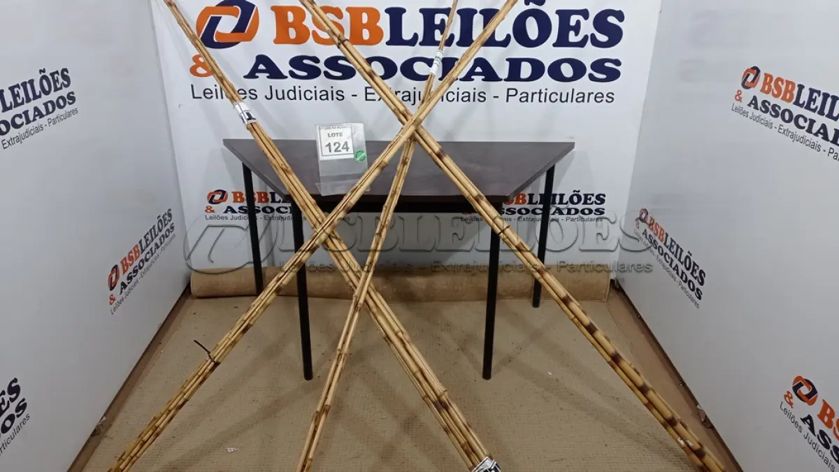 LOTE 124 - 20 VARAS DE BAMBU. (NO ESTADO) ATENÇÃO! FAZER A VISITAÇÃO ANTES DE ARREMATAR, NÃO SABEMOS SE FUNCIONA. LEILÃO NÃO TEM GARANTIA E NEM DEVOLUÇÃO, SUJEITO A POSSÍVEIS AVARIAS VISÍVEIS/OCULTAS E/OU AUSÊNCIA DE COMPONENTES.
