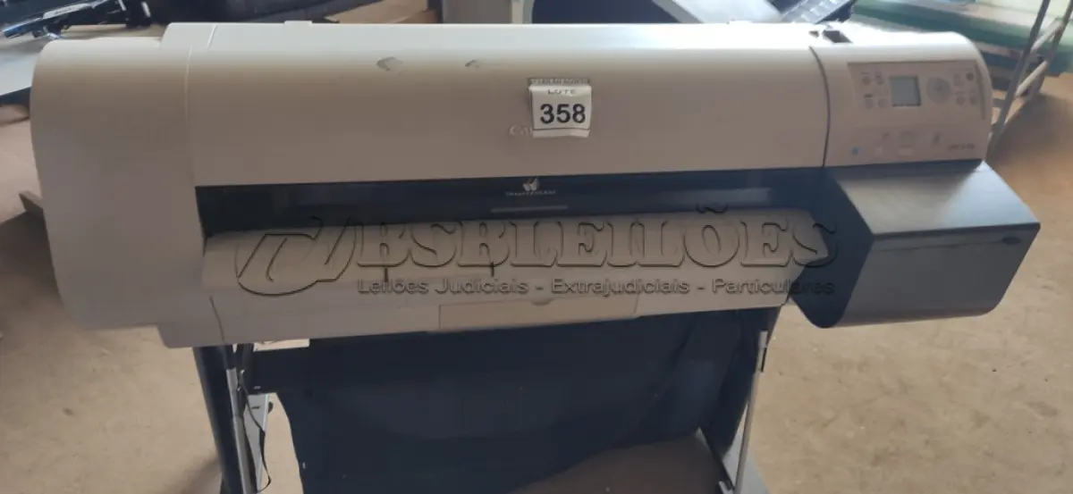 LOTE 358 - 01 PLOTTER IPF 710 MARCA CANON. (NO ESTADO) ATENÇÃO! FAZER A VISITAÇÃO ANTES DE ARREMATAR, NÃO SABEMOS SE FUNCIONA, LEILÃO NÃO TEM GARANTIA E NEM DEVOLUÇÃO, SUJEITO A POSSÍVEIS AVARIAS VISÍVEIS/OCULTAS E/OU AUSÊNCIA DE COMPONENTES.