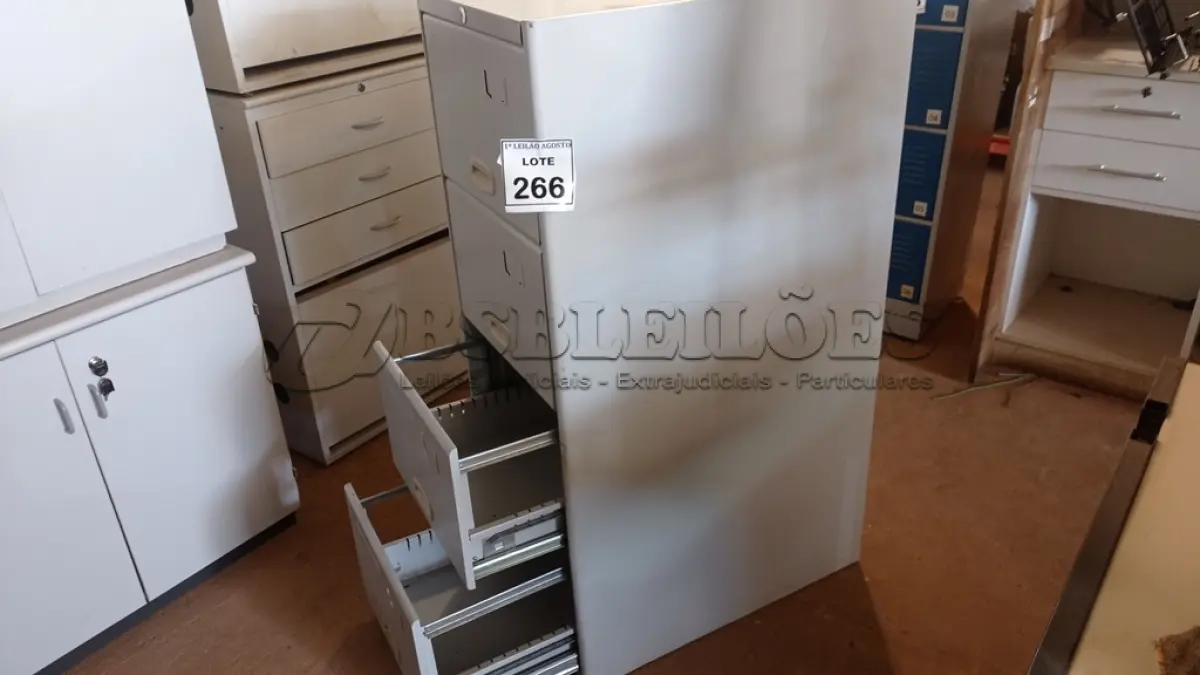 LOTE 266 - 01 ARQUIVO DE AÇO 04 GAVETAS. (NO ESTADO) ATENÇÃO! FAZER A VISITAÇÃO ANTES DE ARREMATAR, NÃO SABEMOS SE FUNCIONA, LEILÃO NÃO TEM GARANTIA E NEM DEVOLUÇÃO, SUJEITO A POSSÍVEIS AVARIAS VISÍVEIS/OCULTAS E/OU AUSÊNCIA DE COMPONENTES.