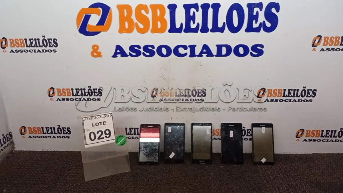 LOTE 029 - 05 CELULARES MARCA POSITIVO. (NO ESTADO) ATENÇÃO! FAZER A VISITAÇÃO ANTES DE ARREMATAR, NÃO SABEMOS SE FUNCIONA, LEILÃO NÃO TEM GARANTIA E NEM DEVOLUÇÃO, SUJEITO A POSSÍVEIS AVARIAS VISÍVEIS/OCULTAS E/OU AUSÊNCIA DE COMPONENTES.