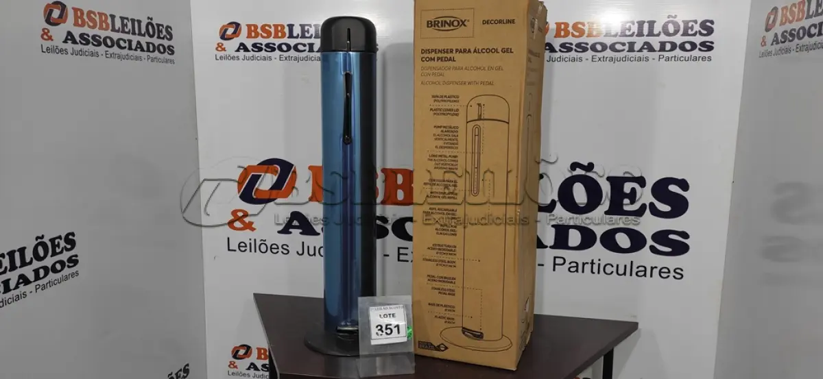 LOTE 351 - 01 DISPENSER PARA ÁLCOOL EM GEL COM PEDAL EM INOX MARCA BRINOX (NOVO). (NO ESTADO) ATENÇÃO! FAZER A VISITAÇÃO ANTES DE ARREMATAR, NÃO SABEMOS SE FUNCIONA. LEILÃO NÃO TEM GARANTIA E NEM DEVOLUÇÃO, SUJEITO A POSSÍVEIS AVARIAS VISÍVEIS/OCULTAS E/OU AUSÊNCIA DE COMPONENTES.