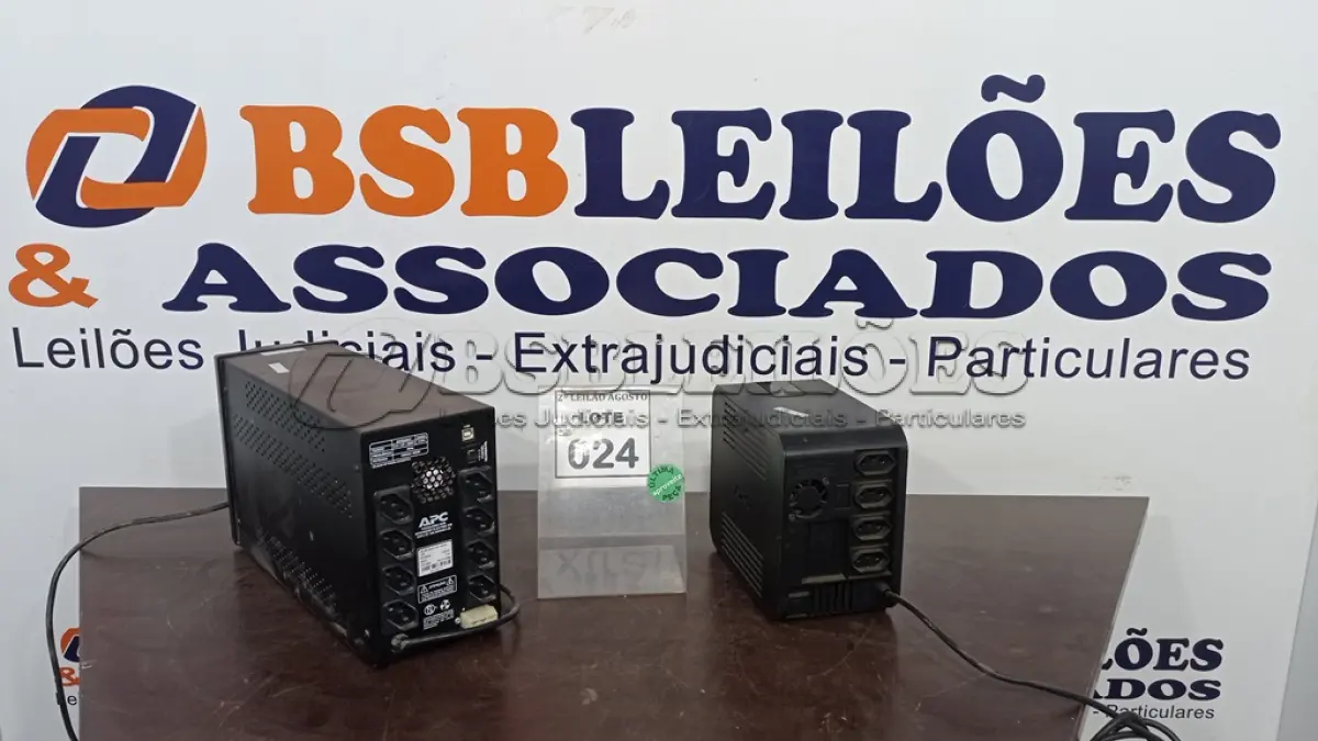 LOTE 024 - 02 NOBREAKS APC. (NO ESTADO) ATENÇÃO! FAZER A VISITAÇÃO ANTES DE ARREMATAR, NÃO SABEMOS SE FUNCIONA, LEILÃO NÃO TEM GARANTIA E NEM DEVOLUÇÃO, SUJEITO A POSSÍVEIS AVARIAS VISÍVEIS/OCULTAS E/OU AUSÊNCIA DE COMPONENTES.