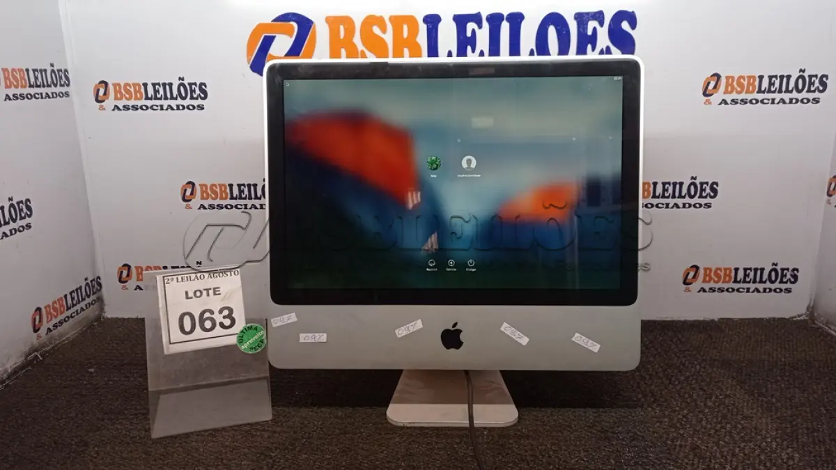 LOTE 063 - 01 IMAC  APPLE. (NO ESTADO) ATENÇÃO! FAZER A VISITAÇÃO ANTES DE ARREMATAR, NÃO SABEMOS SE FUNCIONA, LEILÃO NÃO TEM GARANTIA E NEM DEVOLUÇÃO, SUJEITO A POSSÍVEIS AVARIAS VISÍVEIS/OCULTAS E/OU AUSÊNCIA DE COMPONENTES.