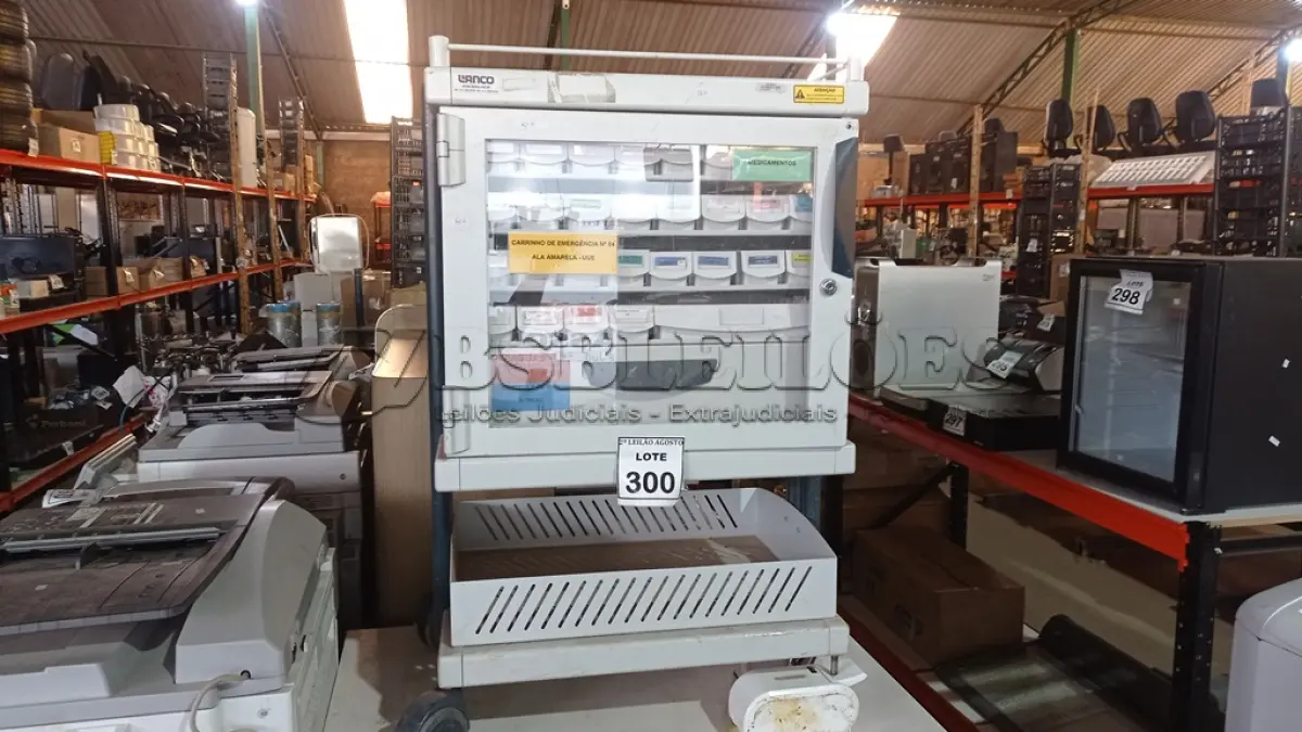 LOTE 300 - 01 CARRINHO DE MEDICAMENTOS. (NO ESTADO) ATENÇÃO! FAZER A VISITAÇÃO ANTES DE ARREMATAR, NÃO SABEMOS SE FUNCIONA. LEILÃO NÃO TEM GARANTIA E NEM DEVOLUÇÃO, SUJEITO A POSSÍVEIS AVARIAS VISÍVEIS/OCULTAS E/OU AUSÊNCIA DE COMPONENTES.