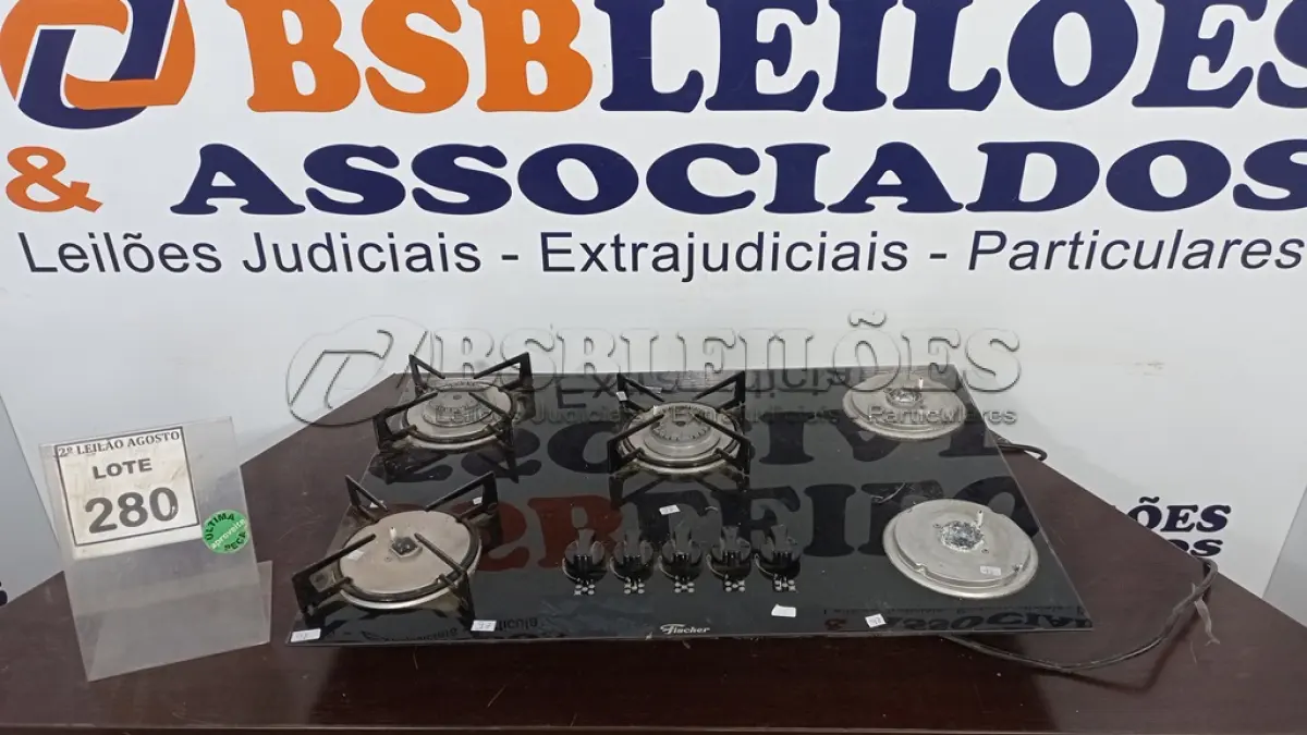 LOTE 280 - 01 COOKTOP 05 BOCAS MARCA FISCHER. (NO ESTADO) ATENÇÃO! FAZER A VISITAÇÃO ANTES DE ARREMATAR, NÃO SABEMOS SE FUNCIONA. LEILÃO NÃO TEM GARANTIA E NEM DEVOLUÇÃO, SUJEITO A POSSÍVEIS AVARIAS VISÍVEIS/OCULTAS E/OU AUSÊNCIA DE COMPONENTES.