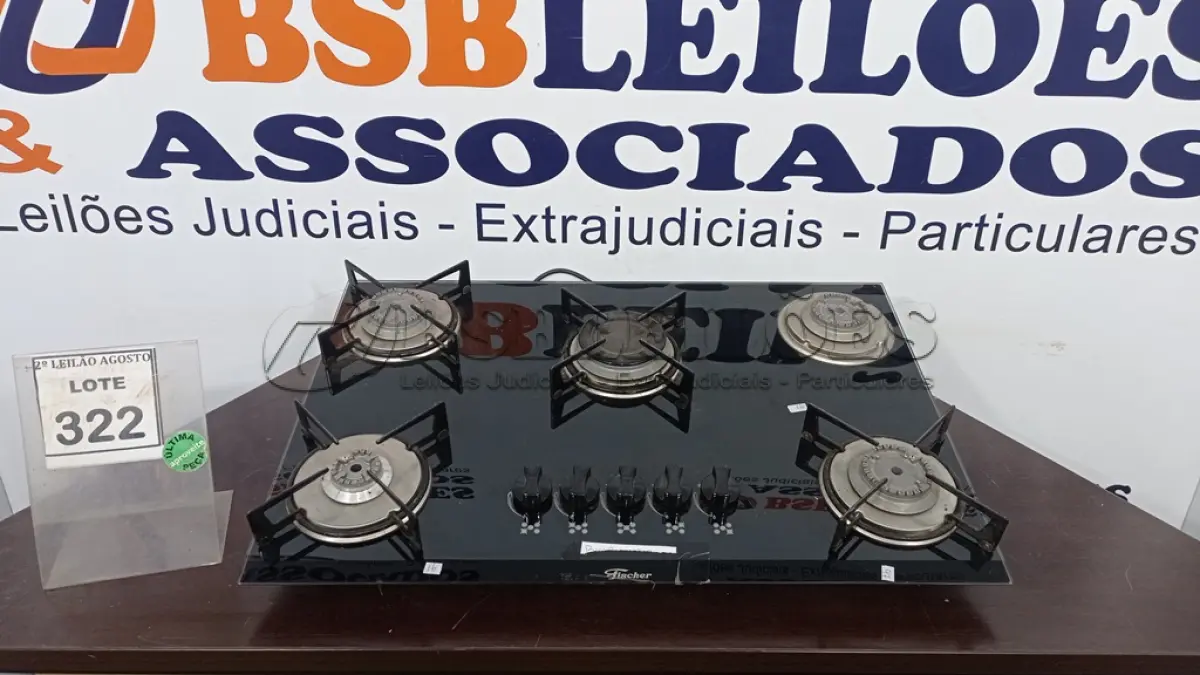 LOTE 322 - 01 COOKTOP 05 BOCAS MARCA FISCHER. (NO ESTADO) ATENÇÃO! FAZER A VISITAÇÃO ANTES DE ARREMATAR, NÃO SABEMOS SE FUNCIONA. LEILÃO NÃO TEM GARANTIA E NEM DEVOLUÇÃO, SUJEITO A POSSÍVEIS AVARIAS VISÍVEIS/OCULTAS E/OU AUSÊNCIA DE COMPONENTES.