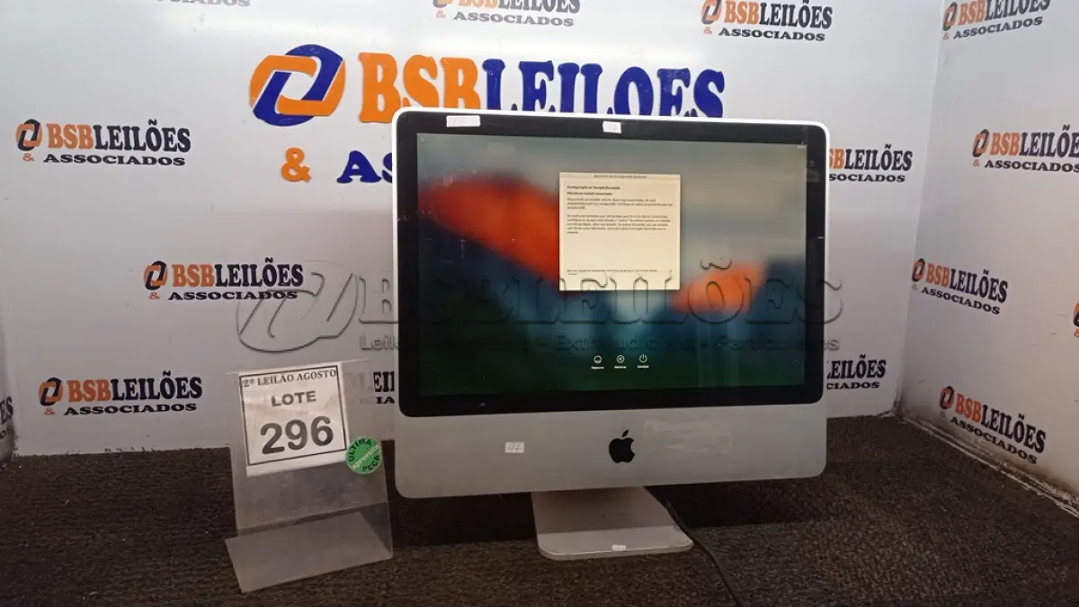 LOTE 296 - 01 IMAC  APPLE. (NO ESTADO) ATENÇÃO! FAZER A VISITAÇÃO ANTES DE ARREMATAR, NÃO SABEMOS SE FUNCIONA, LEILÃO NÃO TEM GARANTIA E NEM DEVOLUÇÃO, SUJEITO A POSSÍVEIS AVARIAS VISÍVEIS/OCULTAS E/OU AUSÊNCIA DE COMPONENTES.