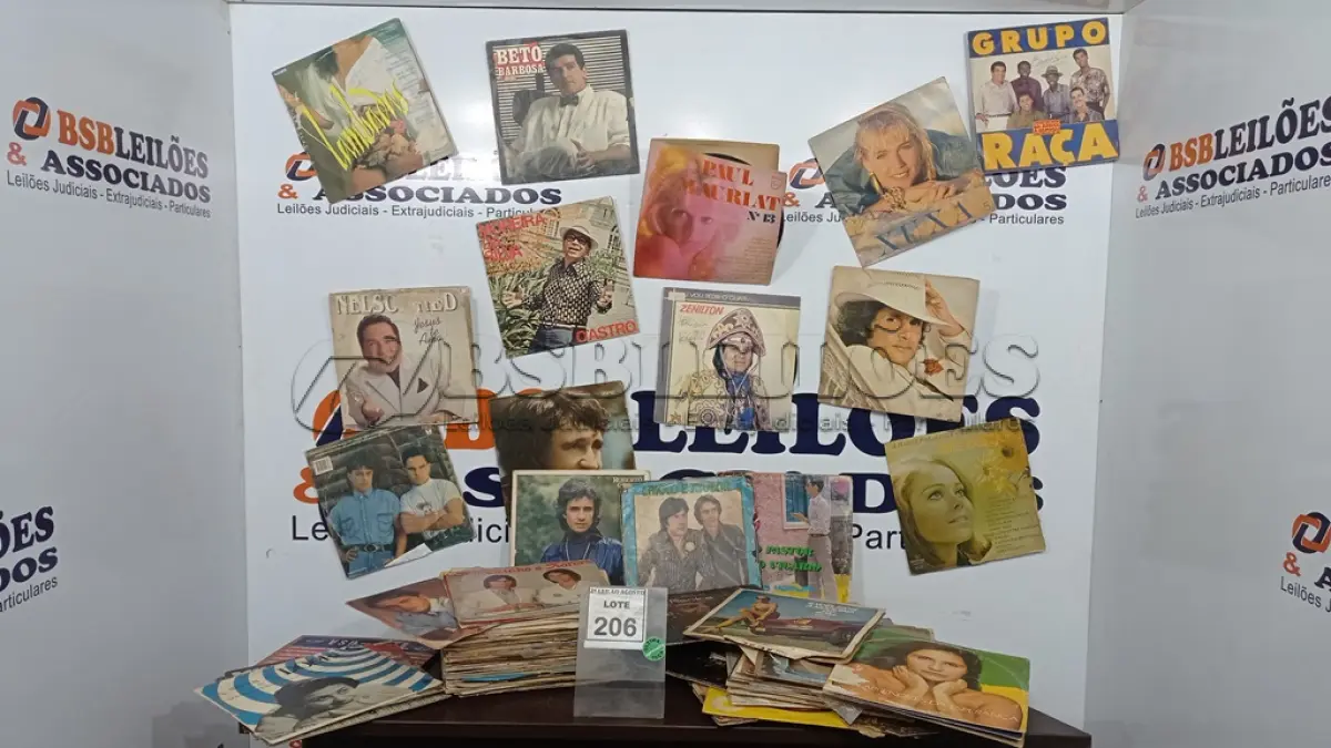 LOTE 206 - 01 LOTE COM GRANDE QUANTIDADE DE DISCOS DE VINIL. (NO ESTADO) ATENÇÃO! FAZER A VISITAÇÃO ANTES DE ARREMATAR, NÃO SABEMOS SE FUNCIONA. LEILÃO NÃO TEM GARANTIA E NEM DEVOLUÇÃO, SUJEITO A POSSÍVEIS AVARIAS VISÍVEIS/OCULTAS E/OU AUSÊNCIA DE COMPONENTES.
