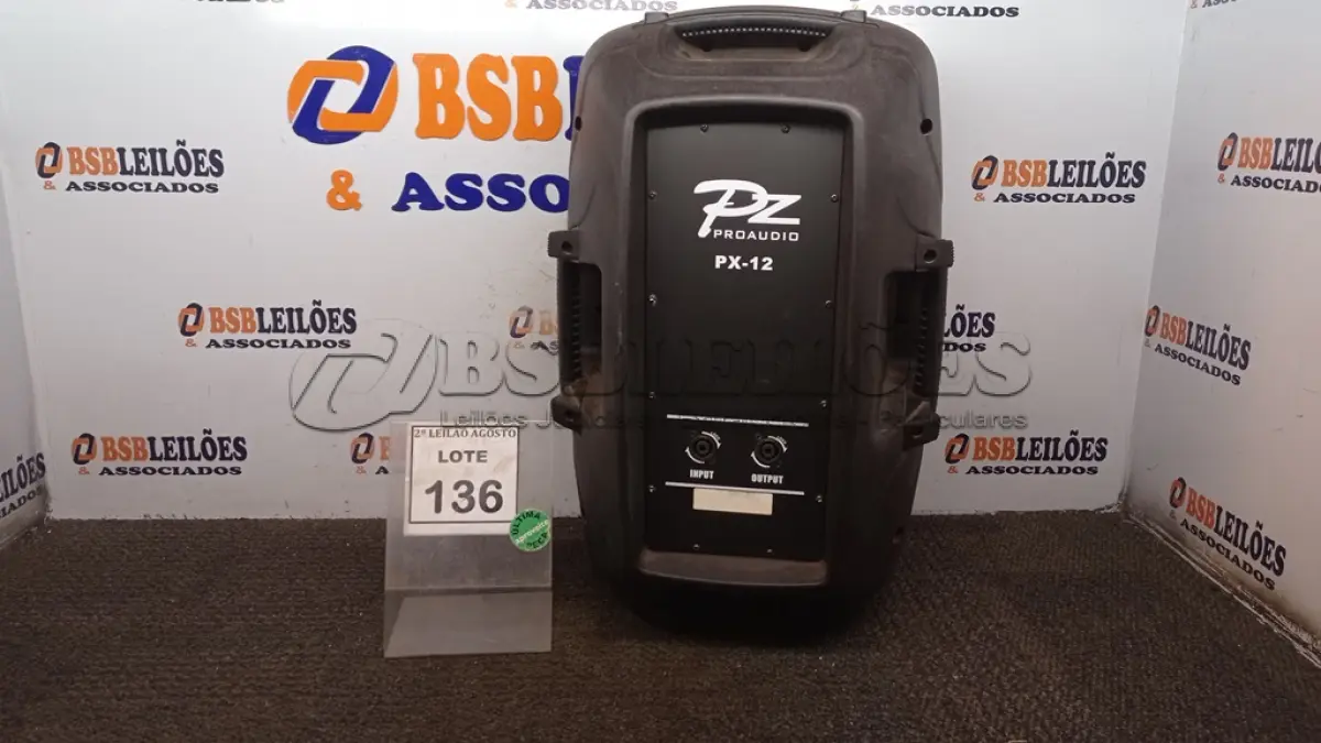 LOTE 136 - 01 CAIXA DE SOM PASSIVA PX-12. (NO ESTADO) ATENÇÃO! FAZER A VISITAÇÃO ANTES DE ARREMATAR, NÃO SABEMOS SE FUNCIONA. LEILÃO NÃO TEM GARANTIA E NEM DEVOLUÇÃO, SUJEITO A POSSÍVEIS AVARIAS VISÍVEIS/OCULTAS E/OU AUSÊNCIA DE COMPONENTES.