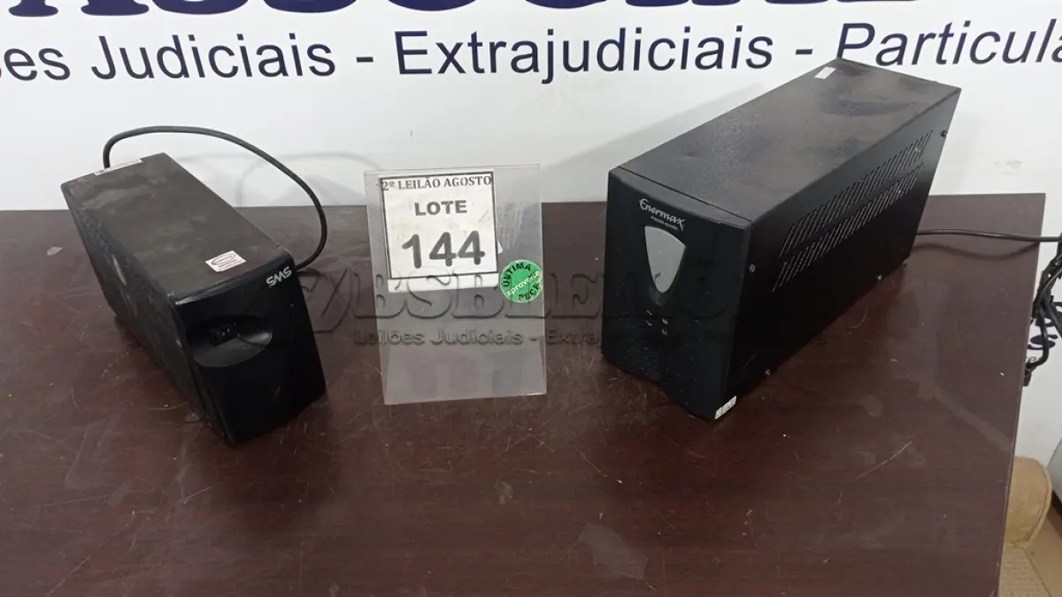 LOTE 144 - 02 NOBREAKS. (NO ESTADO) ATENÇÃO! FAZER A VISITAÇÃO ANTES DE ARREMATAR, NÃO SABEMOS SE FUNCIONA. LEILÃO NÃO TEM GARANTIA E NEM DEVOLUÇÃO, SUJEITO A POSSÍVEIS AVARIAS VISÍVEIS/OCULTAS E/OU AUSÊNCIA DE COMPONENTES.