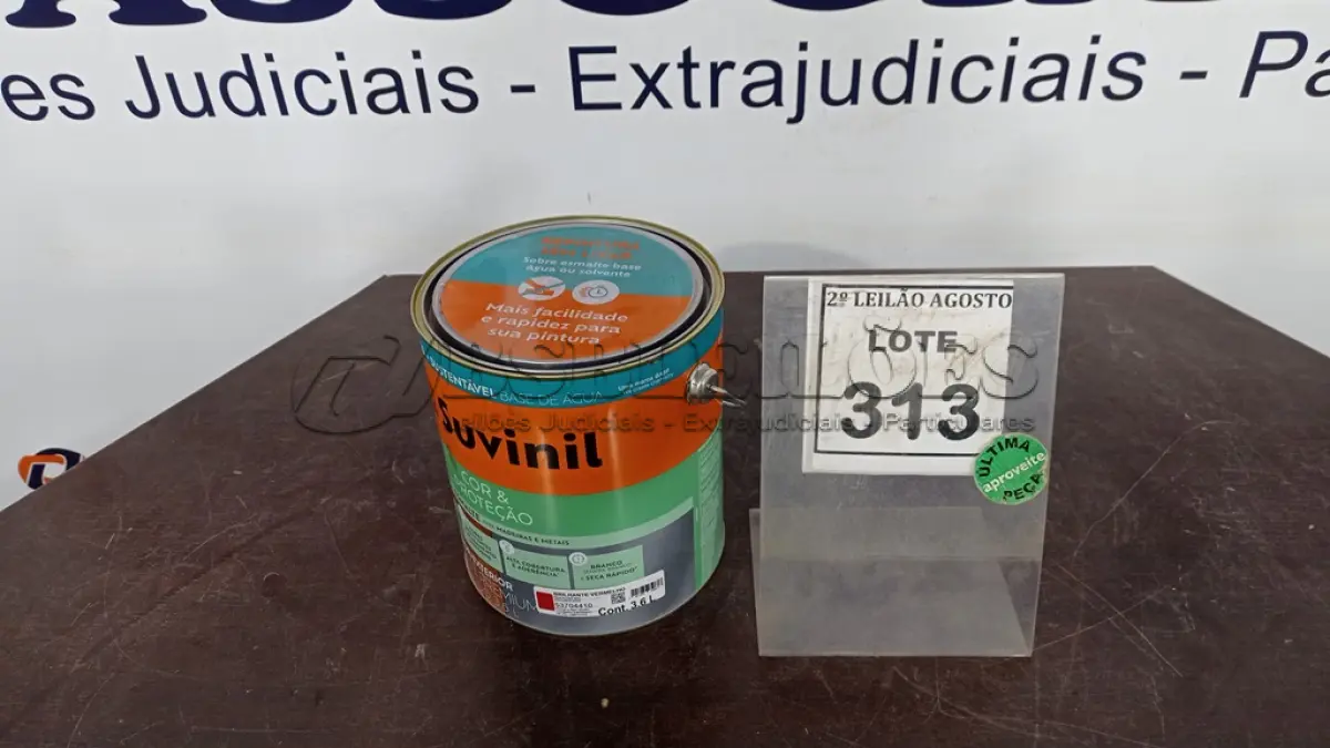 LOTE 313 - 01 LATA DE TINTA ESMALTE DE 3,6L NA COR BRILHANTE VERMELHO MARCA SUVINIL. (NO ESTADO) ATENÇÃO! FAZER A VISITAÇÃO ANTES DE ARREMATAR, NÃO SABEMOS SE FUNCIONA. LEILÃO NÃO TEM GARANTIA E NEM DEVOLUÇÃO, SUJEITO A POSSÍVEIS AVARIAS VISÍVEIS/OCULTAS E/OU AUSÊNCIA DE COMPONENTES.
