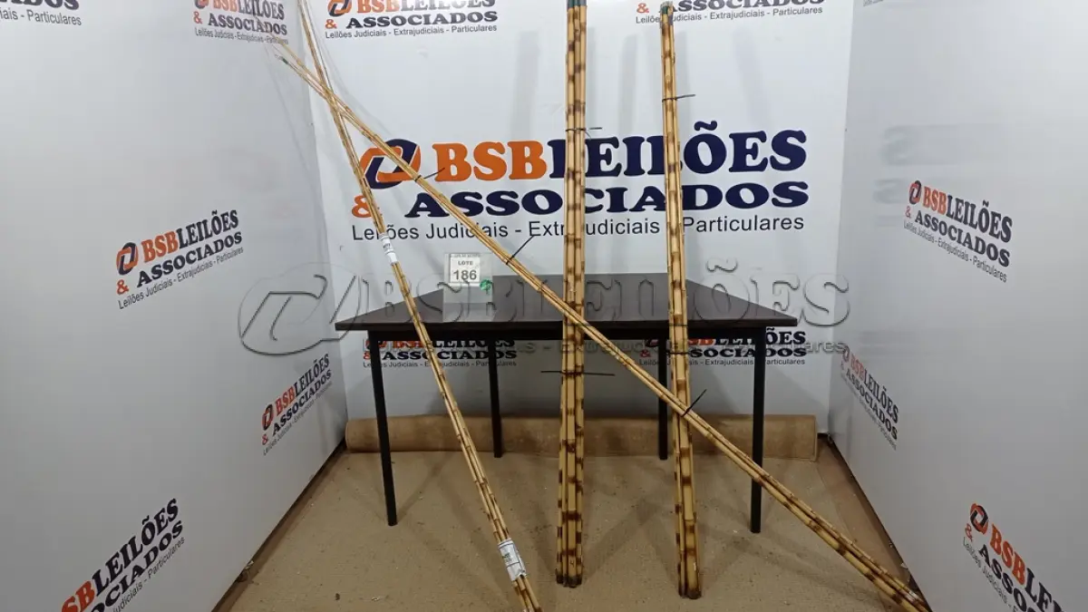 LOTE 186 - 20 VARAS DE BAMBU. (NO ESTADO) ATENÇÃO! FAZER A VISITAÇÃO ANTES DE ARREMATAR, NÃO SABEMOS SE FUNCIONA. LEILÃO NÃO TEM GARANTIA E NEM DEVOLUÇÃO, SUJEITO A POSSÍVEIS AVARIAS VISÍVEIS/OCULTAS E/OU AUSÊNCIA DE COMPONENTES.