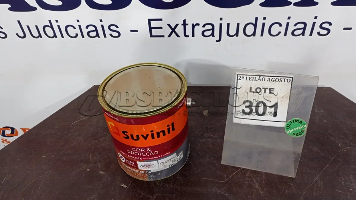 LOTE 301 - 01 LATA DE TINTA ESMALTE PARA MADEIRA E METAIS SUVINIL VERMELHO 3,6L. (NO ESTADO) ATENÇÃO! FAZER A VISITAÇÃO ANTES DE ARREMATAR, NÃO SABEMOS SE FUNCIONA. LEILÃO NÃO TEM GARANTIA E NEM DEVOLUÇÃO, SUJEITO A POSSÍVEIS AVARIAS VISÍVEIS/OCULTAS E/OU AUSÊNCIA DE COMPONENTES.