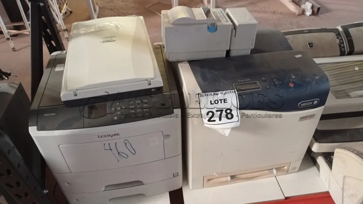 LOTE 278 - 02 IMPRESSORAS, 01 IMPRESSORA DE CUPOM E 01 SCANNER. (NO ESTADO) ATENÇÃO! FAZER A VISITAÇÃO ANTES DE ARREMATAR, NÃO SABEMOS SE FUNCIONA. LEILÃO NÃO TEM GARANTIA E NEM DEVOLUÇÃO, SUJEITO A POSSÍVEIS AVARIAS VISÍVEIS/OCULTAS E/OU AUSÊNCIA DE COMPONENTES.