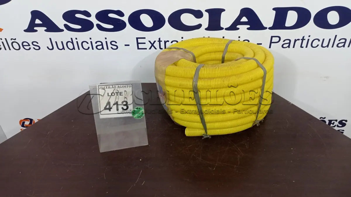 LOTE 413 - 01 ROLO DE ELETRODUTO CORRUGADO AMARELO. (NO ESTADO) ATENÇÃO! FAZER A VISITAÇÃO ANTES DE ARREMATAR, NÃO SABEMOS SE FUNCIONA. LEILÃO NÃO TEM GARANTIA E NEM DEVOLUÇÃO, SUJEITO A POSSÍVEIS AVARIAS VISÍVEIS/OCULTAS E/OU AUSÊNCIA DE COMPONENTES.