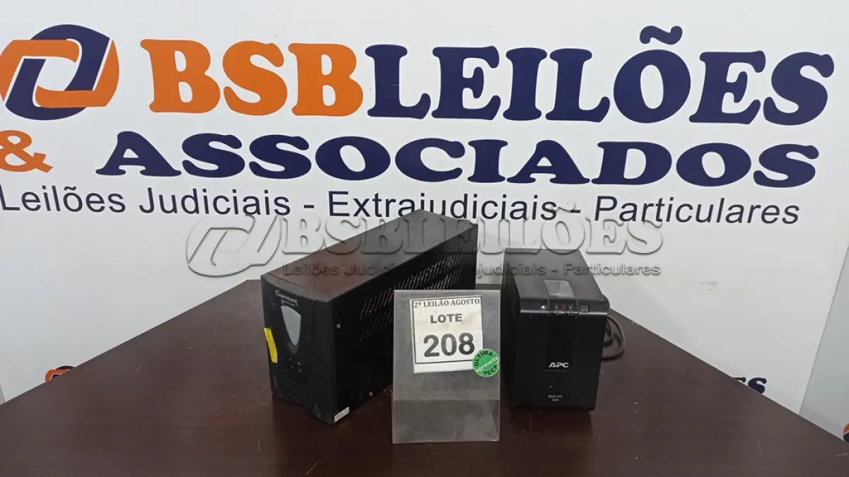 LOTE 208 - 02 NOBREAKS APC. (NO ESTADO) ATENÇÃO! FAZER A VISITAÇÃO ANTES DE ARREMATAR, NÃO SABEMOS SE FUNCIONA, LEILÃO NÃO TEM GARANTIA E NEM DEVOLUÇÃO, SUJEITO A POSSÍVEIS AVARIAS VISÍVEIS/OCULTAS E/OU AUSÊNCIA DE COMPONENTES.
