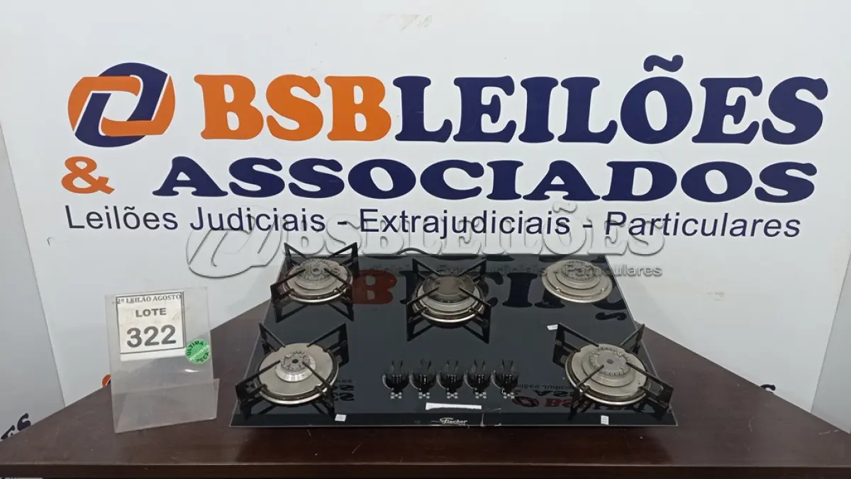 LOTE 322 - 01 COOKTOP 05 BOCAS MARCA FISCHER. (NO ESTADO) ATENÇÃO! FAZER A VISITAÇÃO ANTES DE ARREMATAR, NÃO SABEMOS SE FUNCIONA. LEILÃO NÃO TEM GARANTIA E NEM DEVOLUÇÃO, SUJEITO A POSSÍVEIS AVARIAS VISÍVEIS/OCULTAS E/OU AUSÊNCIA DE COMPONENTES.