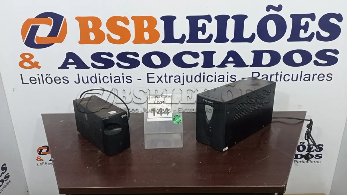 LOTE 144 - 02 NOBREAKS. (NO ESTADO) ATENÇÃO! FAZER A VISITAÇÃO ANTES DE ARREMATAR, NÃO SABEMOS SE FUNCIONA. LEILÃO NÃO TEM GARANTIA E NEM DEVOLUÇÃO, SUJEITO A POSSÍVEIS AVARIAS VISÍVEIS/OCULTAS E/OU AUSÊNCIA DE COMPONENTES.