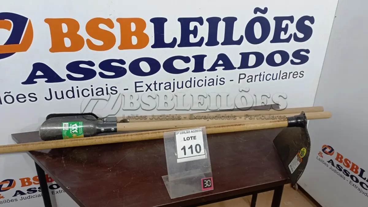 LOTE 110 - 01 ENXADA E 01 CAVADOR MANUAL. (NO ESTADO) ATENÇÃO! FAZER A VISITAÇÃO ANTES DE ARREMATAR, NÃO SABEMOS SE FUNCIONA, LEILÃO NÃO TEM GARANTIA E NEM DEVOLUÇÃO, SUJEITO A POSSÍVEIS AVARIAS VISÍVEIS/OCULTAS E/OU AUSÊNCIA DE COMPONENTES.