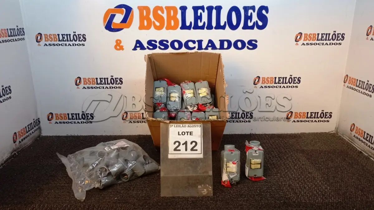 LOTE 212 - 01 LOTE COM GRANDE QUANTIDADE DE INTERRUPTORES E ACESSÓRIO. (NO ESTADO) ATENÇÃO! FAZER A VISITAÇÃO ANTES DE ARREMATAR, NÃO SABEMOS SE FUNCIONA, LEILÃO NÃO TEM GARANTIA E NEM DEVOLUÇÃO, SUJEITO A POSSÍVEIS AVARIAS VISÍVEIS/OCULTAS E/OU AUSÊNCIA DE COMPONENTES.