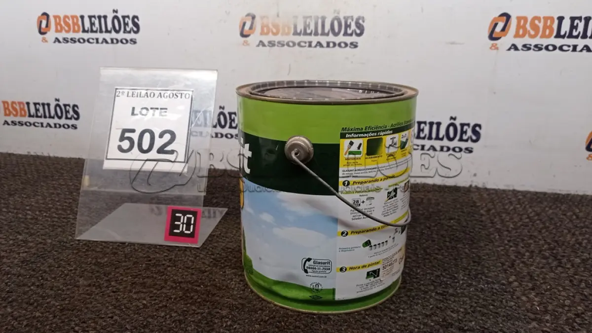 LOTE 502 - 01 TINTA DE TINTA ACRÍLICA 3,6L COR FOSCO EQUILÍBRIO MARCA GLASURIT. (NO ESTADO) ATENÇÃO! FAZER A VISITAÇÃO ANTES DE ARREMATAR, NÃO SABEMOS SE FUNCIONA. LEILÃO NÃO TEM GARANTIA E NEM DEVOLUÇÃO, SUJEITO A POSSÍVEIS AVARIAS VISÍVEIS/OCULTAS E/OU AUSÊNCIA DE COMPONENTES.