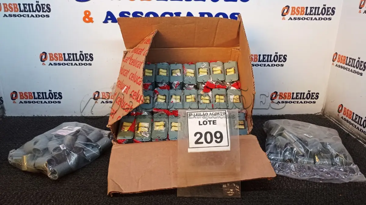 LOTE 209 - 01 LOTE COM GRANDE QUANTIDADE DE INTERRUPTORES E ACESSÓRIO. (NO ESTADO) ATENÇÃO! FAZER A VISITAÇÃO ANTES DE ARREMATAR, NÃO SABEMOS SE FUNCIONA, LEILÃO NÃO TEM GARANTIA E NEM DEVOLUÇÃO, SUJEITO A POSSÍVEIS AVARIAS VISÍVEIS/OCULTAS E/OU AUSÊNCIA DE COMPONENTES.