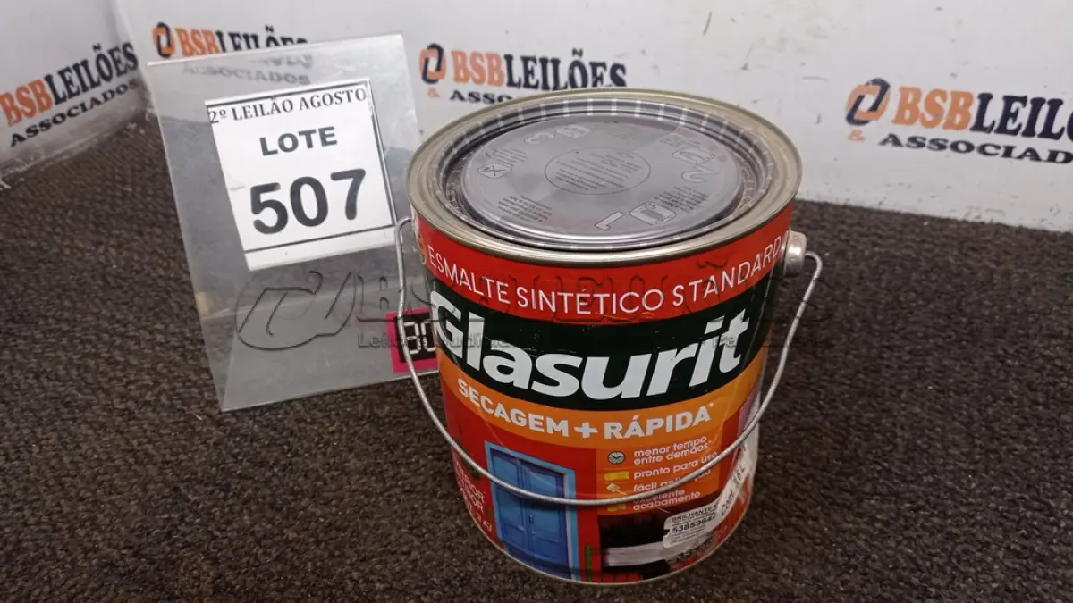 LOTE 507 - 01 LATA DE ESMALTE SINTÉTICO COM 3,6L NA COR BRILHANTE VERDE PRIMAVERA MARCA GLASURIT. (NO ESTADO) ATENÇÃO! FAZER A VISITAÇÃO ANTES DE ARREMATAR, NÃO SABEMOS SE FUNCIONA, LEILÃO NÃO TEM GARANTIA E NEM DEVOLUÇÃO, SUJEITO A POSSÍVEIS AVARIAS VISÍVEIS/OCULTAS E/OU AUSÊNCIA DE COMPONENTES.