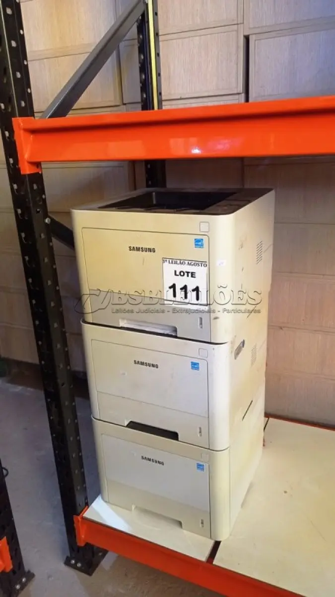 LOTE 111 - 03 IMPRESSORAS MARCA SAMSUNG. (NO ESTADO) ATENÇÃO! FAZER A VISITAÇÃO ANTES DE ARREMATAR, NÃO SABEMOS SE FUNCIONA, LEILÃO NÃO TEM GARANTIA E NEM DEVOLUÇÃO, SUJEITO A POSSÍVEIS AVARIAS VISÍVEIS/OCULTAS E/OU AUSÊNCIA DE COMPONENTES.