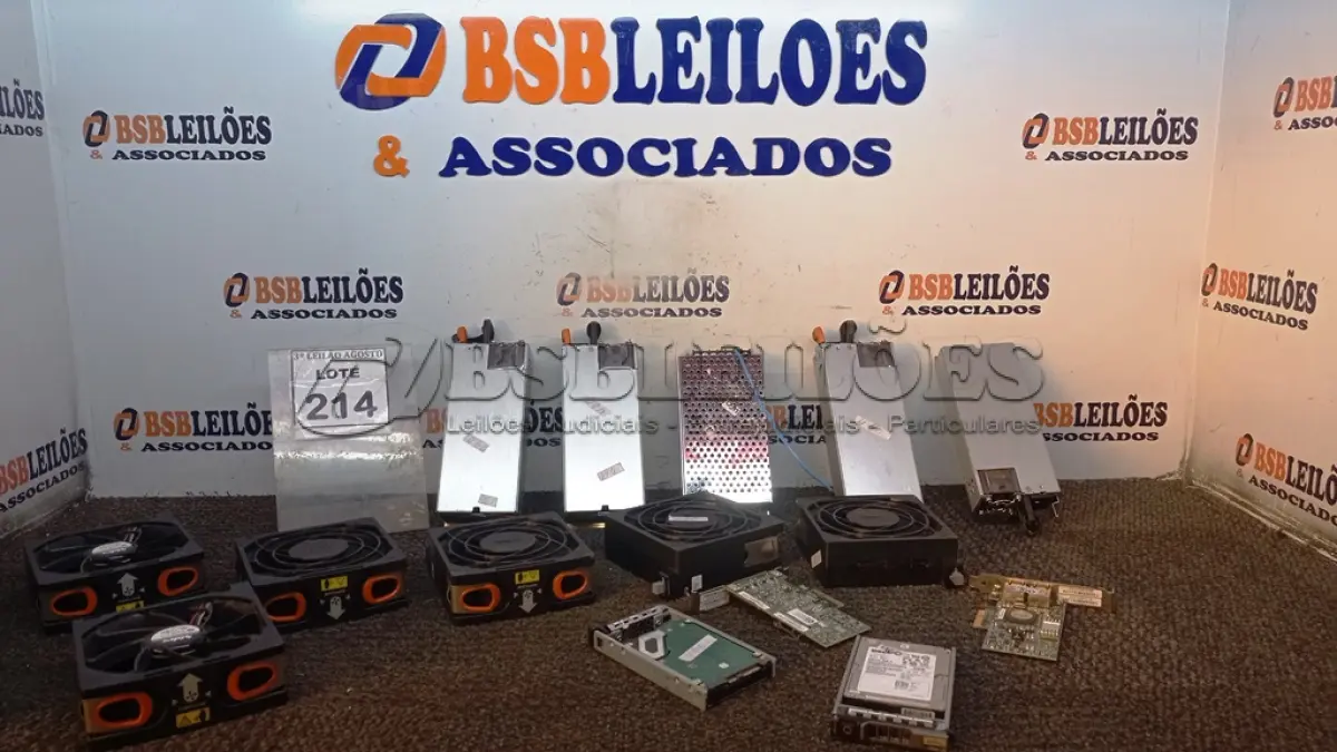 LOTE 214 - 06 MÓDULOS DE VENTOINHA, 04 FONTES DE ALIMENTAÇÃO PARA SERVIDORES, 02 HD PARA SERVIDOR, 02 PLACAS DE REDE E 01 FONTE CHAVEADA. (NO ESTADO) ATENÇÃO! FAZER A VISITAÇÃO ANTES DE ARREMATAR, NÃO SABEMOS SE FUNCIONA, LEILÃO NÃO TEM GARANTIA E NEM DEVOLUÇÃO, SUJEITO A POSSÍVEIS AVARIAS VISÍVEIS/OCULTAS E/OU AUSÊNCIA DE COMPONENTES.